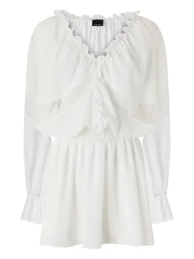 Pinko Lace-detail Ruffled Dress In White