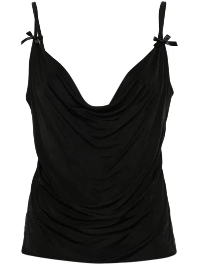 Pinko Bow-detail Draped Top In Black