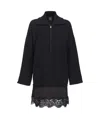 Pinko Lace-detail Zip-up Dress In Black