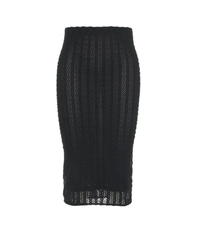Pinko Lace Detailed Midi Skirt In Black