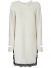 Pinko Knit Mini Dress With Lace In White