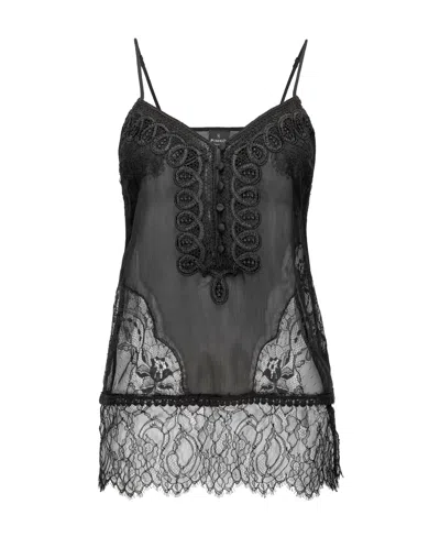 Pinko Lace-embroidered Camisole Top In Black