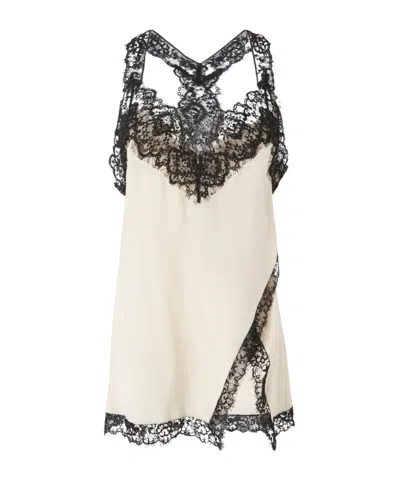 PINKO LACE-TRIM SILK TOP
