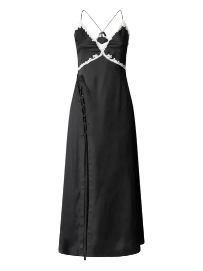 Pinko Albino Dress With White Lace Details Black
