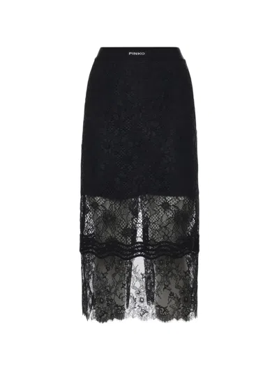 Pinko Lace Midi Skirt In Black