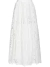 Pinko Flowing Maxi Skirt With Intricate Lace Detailing In White