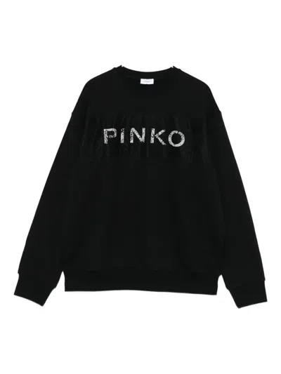 Pinko Kids' Lace-panel Sweatshirt In Black