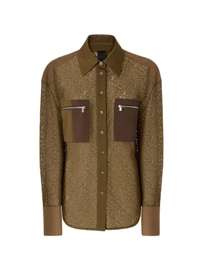 Pinko Lace Panelled Shirt In Green