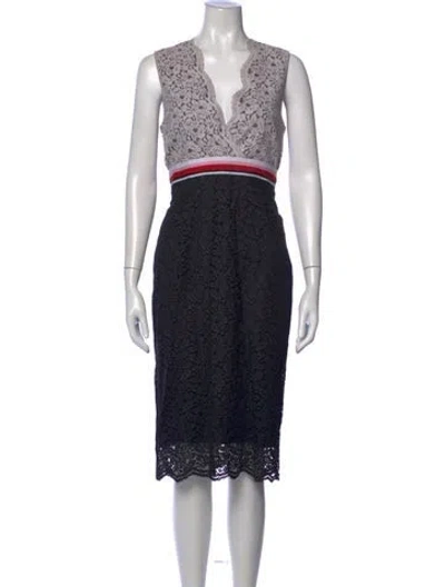 Pre-owned Pinko Lace Pattern Knee-length Dress In Black