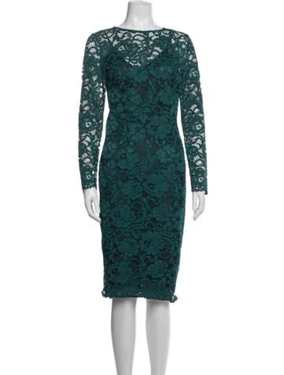Pre-owned Pinko Lace Pattern Knee-length Dress In Blue