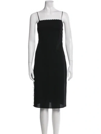 Pre-owned Pinko Lace Pattern Knee-length Dress W/ Tags In Black