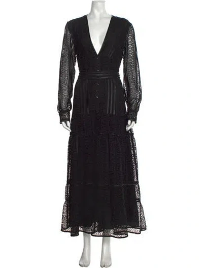 Pre-owned Pinko Lace Pattern Long Dress In Black