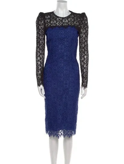 Pre-owned Pinko Lace Pattern Midi Length Dress In Black