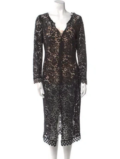 Pre-owned Pinko Lace Pattern Midi Length Dress In Black