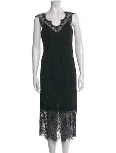 Pre-owned Pinko Lace Pattern Midi Length Dress In Black