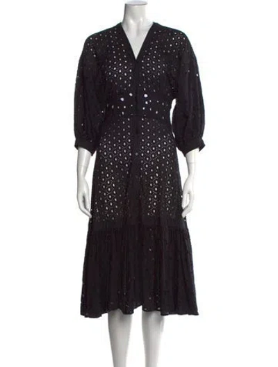 Pre-owned Pinko Lace Pattern Midi Length Dress In Black