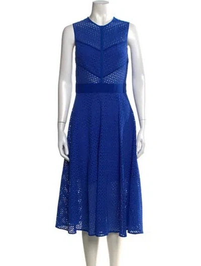 Pre-owned Pinko Lace Pattern Midi Length Dress W/ Tags In Blue