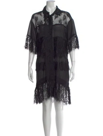 Pre-owned Pinko Lace Pattern Mini Dress In Black