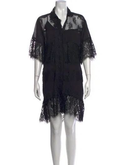 Pre-owned Pinko Lace Pattern Mini Dress In Black