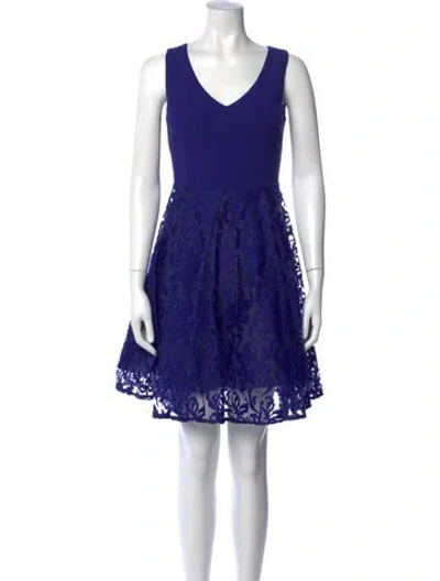Pre-owned Pinko Lace Pattern Mini Dress In Blue