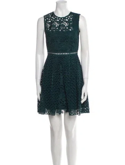 Pre-owned Pinko Lace Pattern Mini Dress In Green