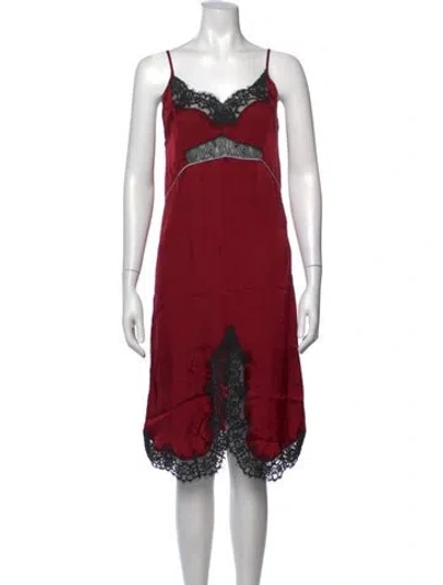 Pre-owned Pinko Lace Pattern Mini Dress W/ Tags In Red