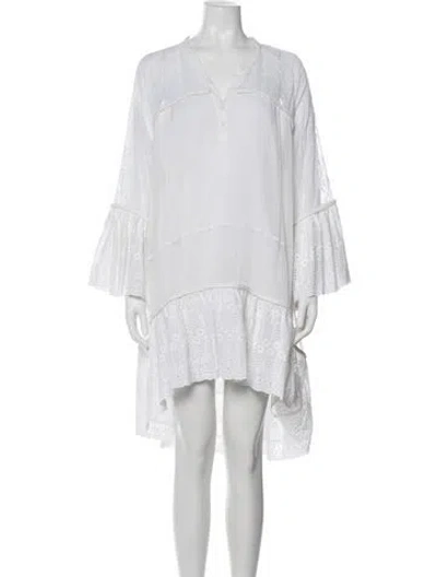 Pre-owned Pinko Lace Pattern Mini Dress In White