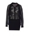 Pinko Bow Tie Neck Lace Detail Dress In Black