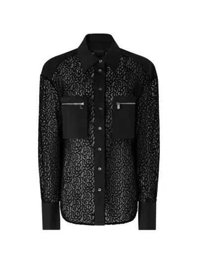 Pinko Lace Shirt With Pockets In Black