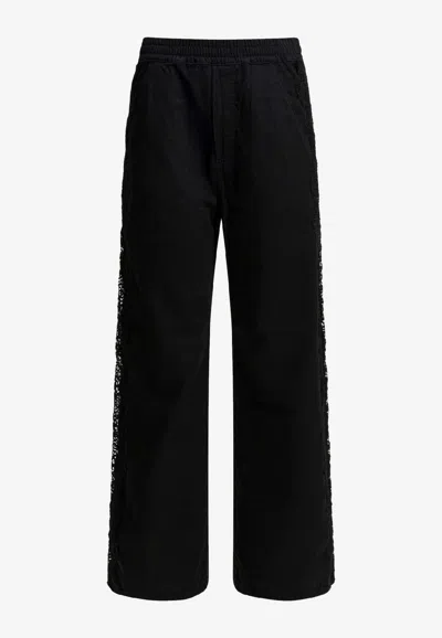 Pinko Lace Straight-leg Jeans In Black