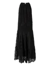 Pinko Lace Tiered Dress In Black