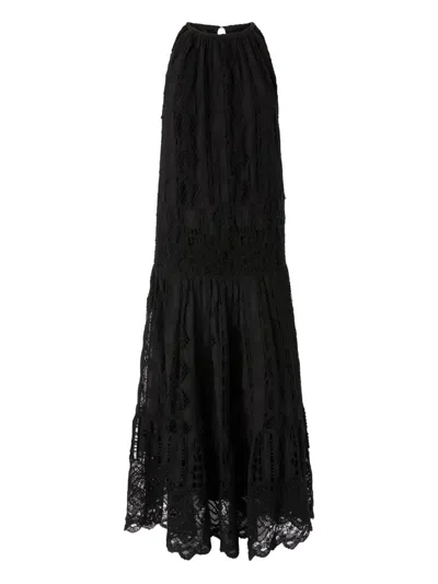 Pinko Lace Tiered Dress In Black