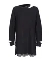 Pinko Black Short Dress With Cut-out Details In Cashmere Blend Woman In Black