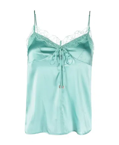 Pinko Lace-trim Spaghetti-strap Top In Blue