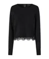 Pinko Asymmetric Neck Lace Trim Sweater In Black