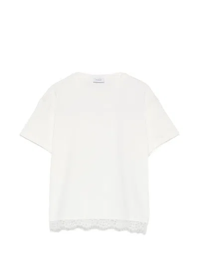 Pinko Kids' Lace-trim T-shirt In White