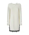Pinko Knit Mini Dress With Lace In White