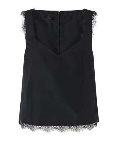 Pinko Lace-trimmed Top In Black