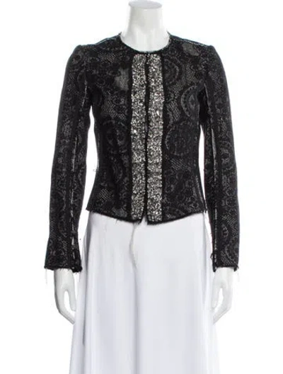 Pre-owned Pinko Lace Tweed Pattern Evening Jacket In Black
