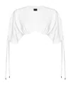 Pinko Lace-up Cropped T-shirt In White