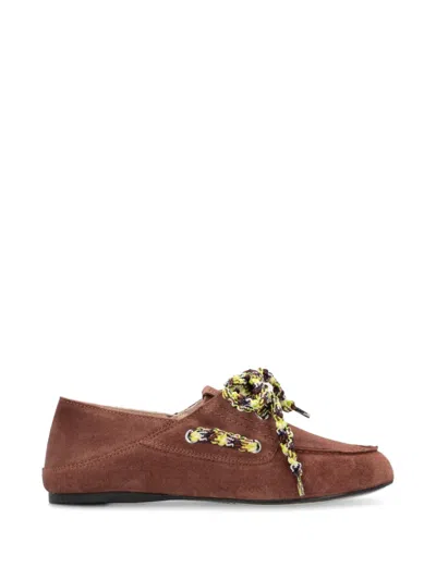 Pinko Lace-up Loafers In Brown