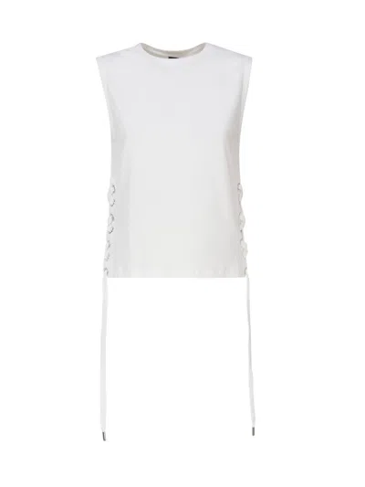 Pinko Lace-up Sleeveless Tank Top In White