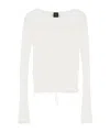 Pinko Table Open Ribbed Front Tie Jumper In White