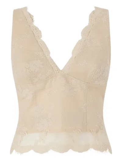 Pinko Janessa V-neck Cropped Top In White