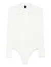 Pinko Intricate Lace Panel Bodysuit With Polo Collar In White