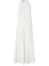 Pinko Midi Dress In Broderie Anglaise And Macramé In White