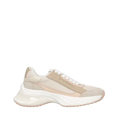 Pinko Laced Sneakers In Nudo/bianco