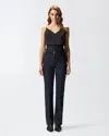 Pinko Tailored Trousers With High Waist And Adjustable Belt In Blue