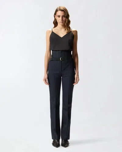 Pinko Tailored Trousers With High Waist And Adjustable Belt In Black