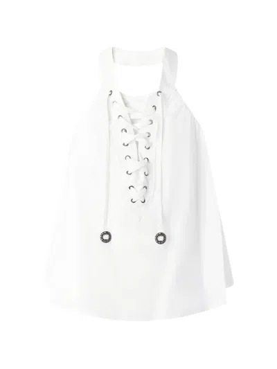 Pinko Lace-detail Halterneck Blouse In White